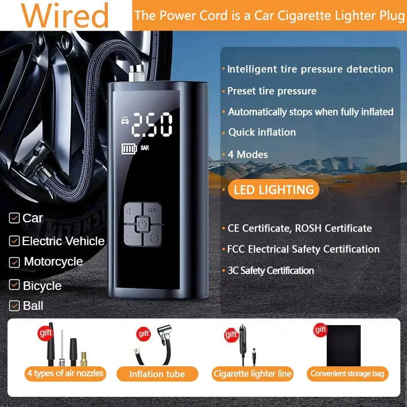Portable Car Tire Inflator – Fast Air Compressor for Car, Bike & Ball