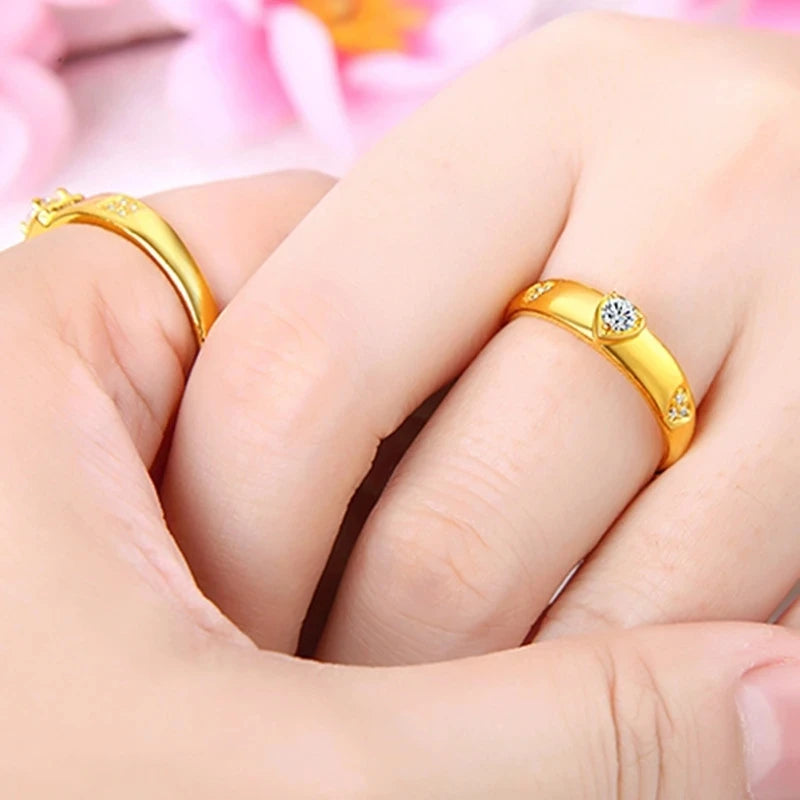 Gold Color Opening Rings for Couples – Dragon & Phoenix Design