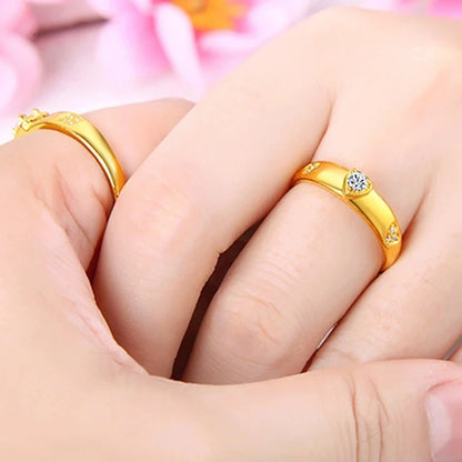Gold Color Opening Rings for Couples – Dragon & Phoenix Design
