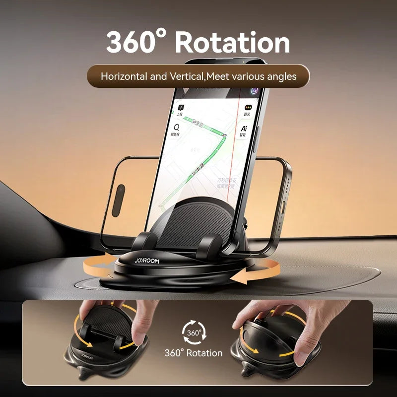 Joyroom Car Phone Holder – 360° Rotation, One-Handed Dashboard Mount