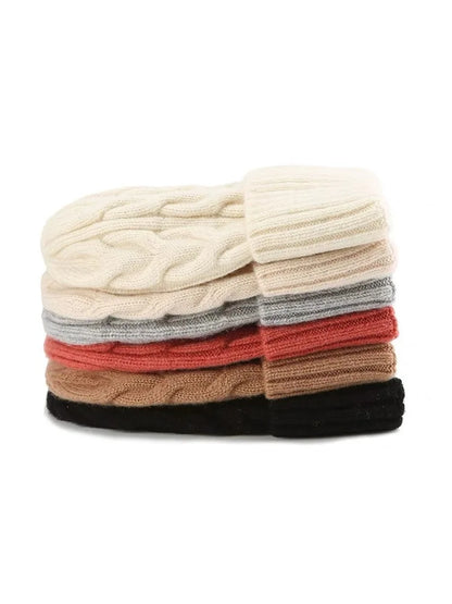Thick Knitted Wool Beanie – Warm Solid Color Winter Hat