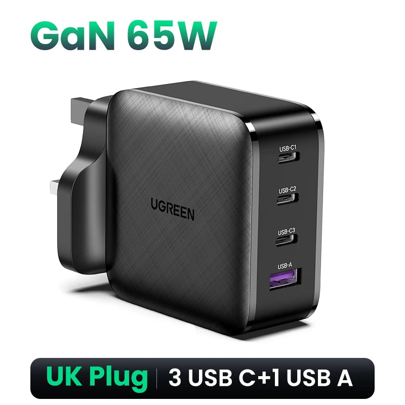 65W GaN USB-C Charger – Quick Charge 4.0 PD Fast Charger for Phones & Laptops