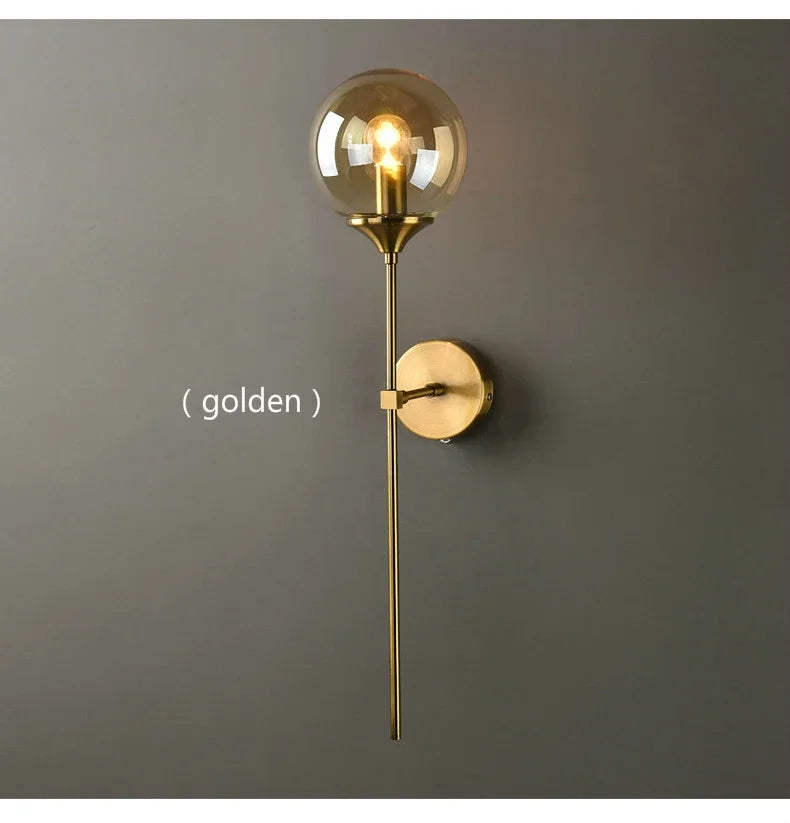Modern Glass Wall Lamp – Golden Round Nordic Sconce Light