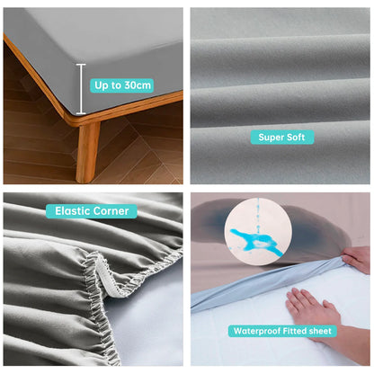 Waterproof Fitted Bed Sheet – Soft, Breathable Mattress Cover