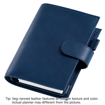 Full Grain Leather Planner with Rings – Personal Size Organizer