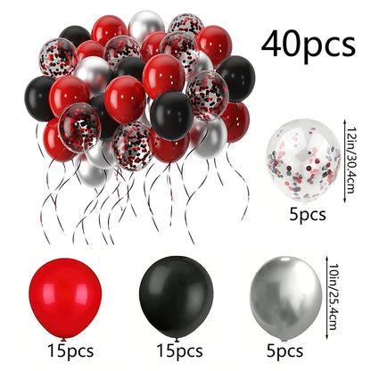 16pcs Black Metallic Sequin Balloons – Party & Event Decor