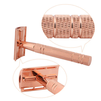 Men’s Manual Shaving Razor with Holder & 5 Double-Edge Blades