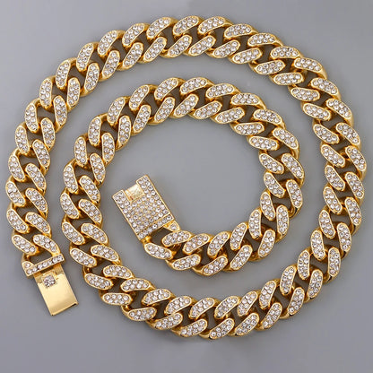 Hip Hop Iced Out Cuban Link Chain Necklace – Gold & Silver Men’s Gift