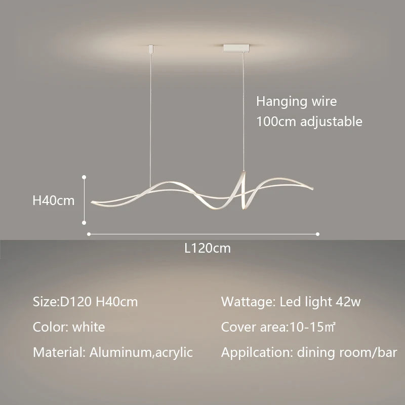 Modern Curved LED Pendant Light – Minimalist Dining Room Fixture
