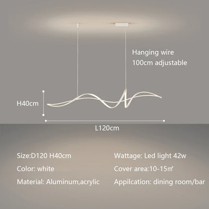 Modern Curved LED Pendant Light – Minimalist Dining Room Fixture