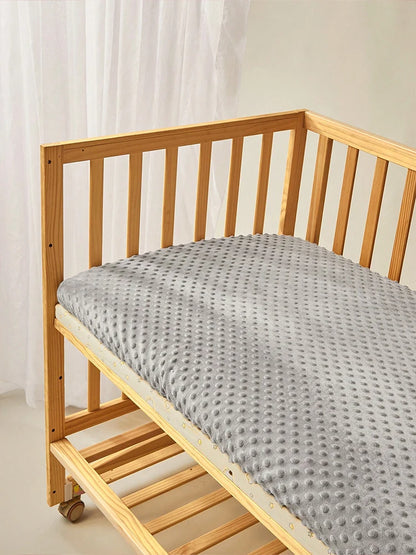 130×70cm Dotted Flannel Crib Sheet – Soft Fitted Baby Bedding