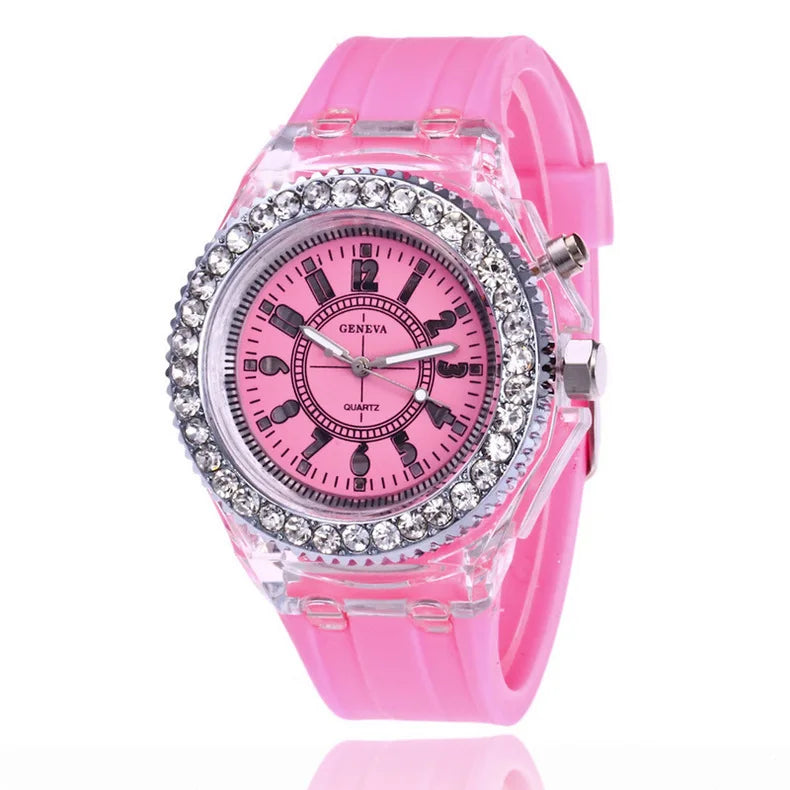 LED Flash Luminous Watch 7-Color Light Unisex Jelly Wristwatch