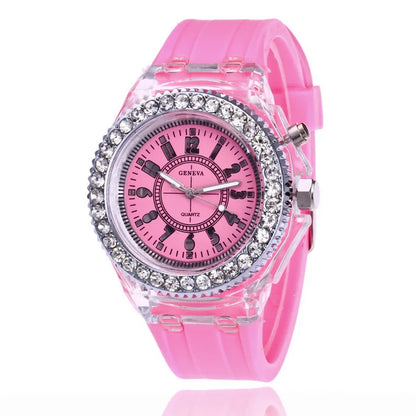 LED Flash Luminous Watch 7-Color Light Unisex Jelly Wristwatch