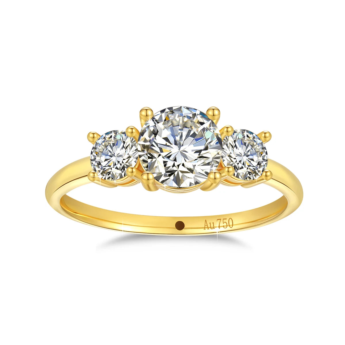 18K Gold Moissanite 3-Stone Ring for Women – Luxury Engagement