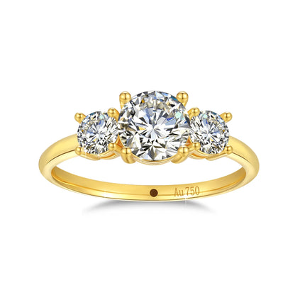 18K Gold Moissanite 3-Stone Ring for Women – Luxury Engagement