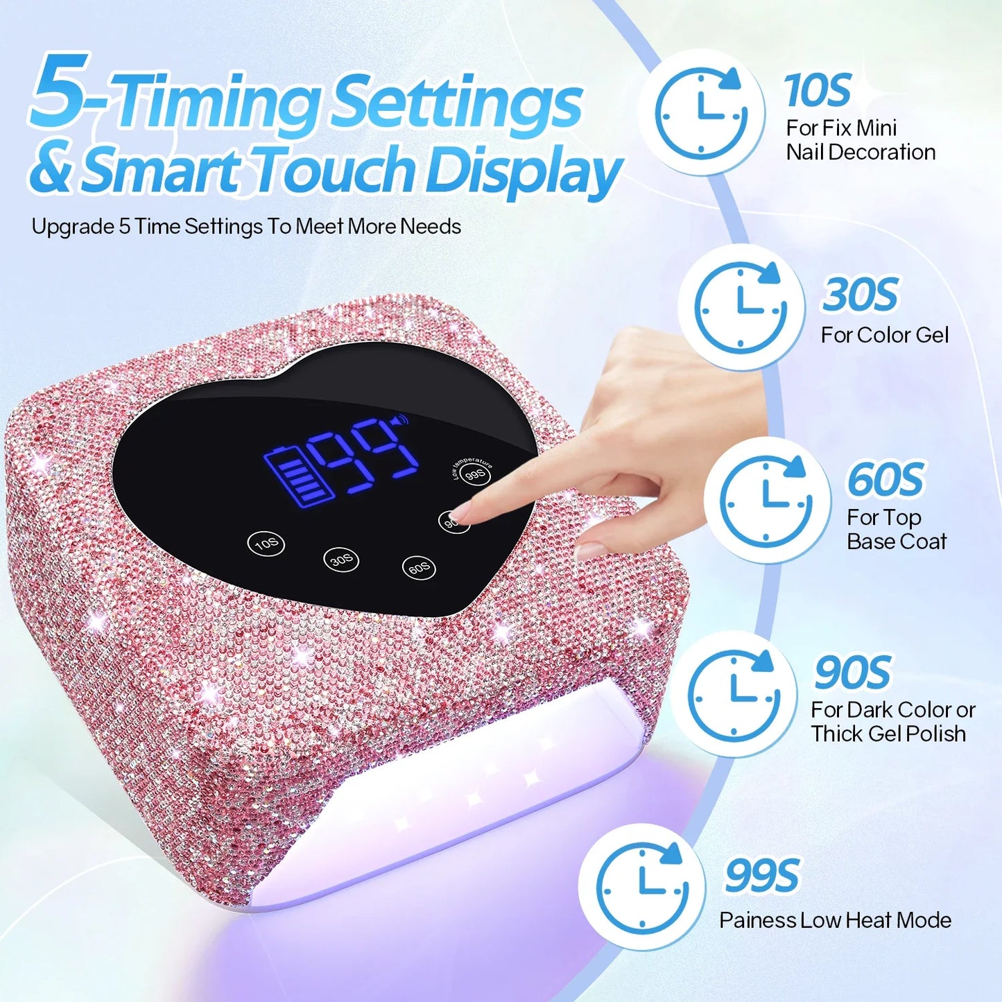 72W Cordless UV Nail Lamp – Rechargeable Dryer with 5 Timers