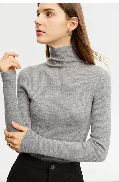 Women’s Slim Fit Turtleneck Sweater – Warm High Elastic Pullover