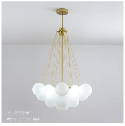 37-Glass Bubble Chandelier – Frosted Milky White Colorful Pendant