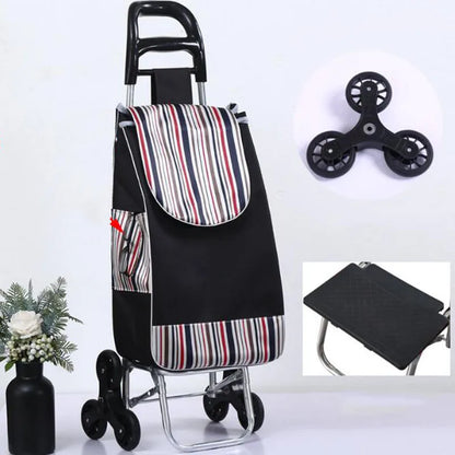 Folding Grocery Cart–Lightweight Aluminum Trolley with Climbing Wheels