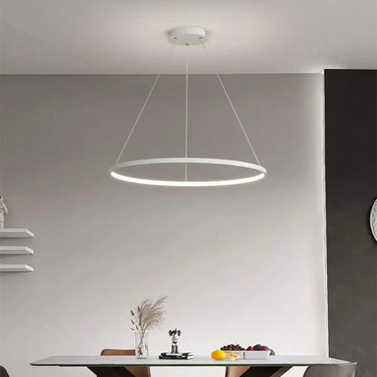 Modern Round LED Pendant Light – Black/White Minimalist Chandelier