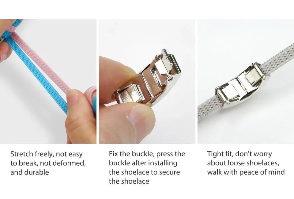 No-Tie Elastic Shoelaces with Metal Lock | Quick Fit for All Shoes