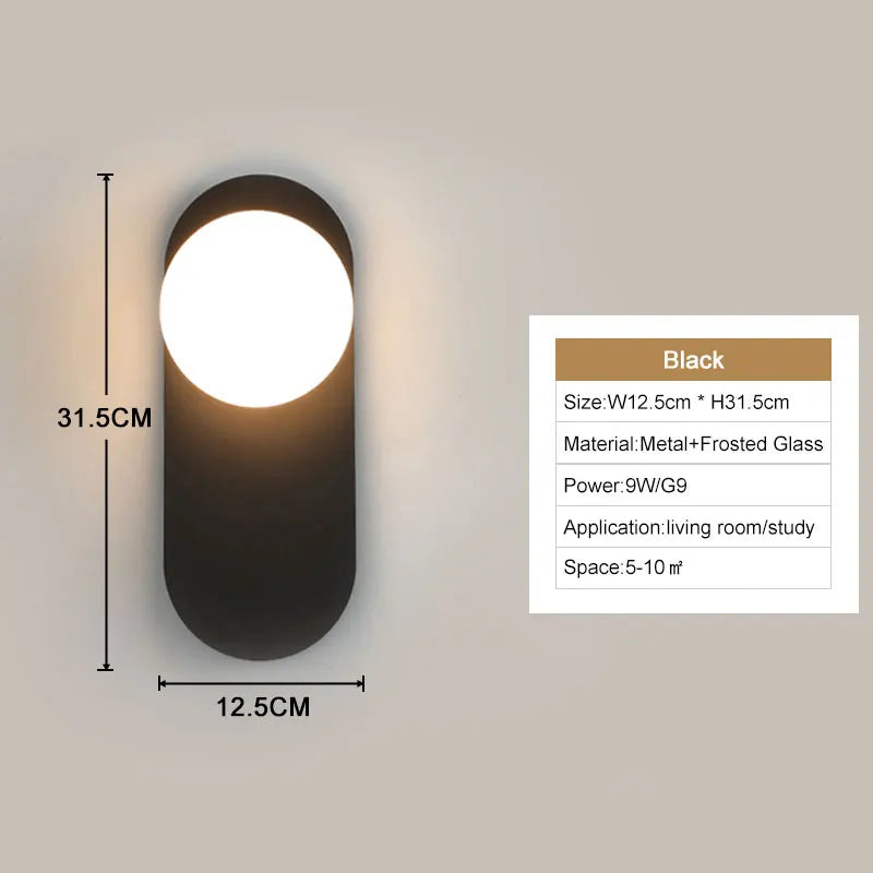 Interior LED Wall Lamp with G9 Bulb – Black & Gold Wall Sconce