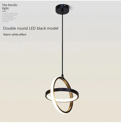 Modern Black LED Pendant Light – Dining & Bedroom Chandelier Lamp