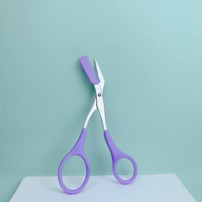 Pink Eyebrow Trimming Scissors with Comb – Precise Grooming Tool