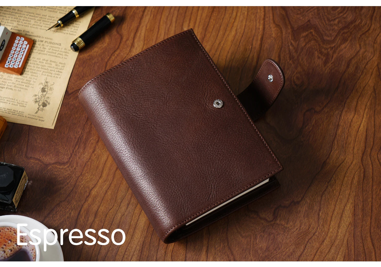 Full Grain Leather Planner with Rings – Personal Size Organizer