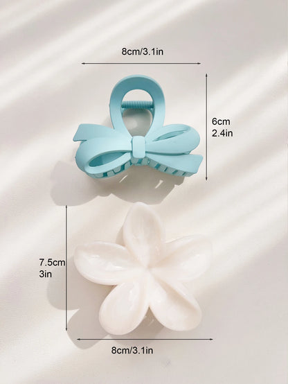 2 Pcs Marble Flower Hair Claw Clips – Cute Beach Hair Accessories