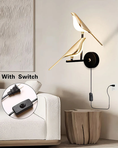 Magpie Bird LED Wall Lamp – 360° Rotating Bedside Light