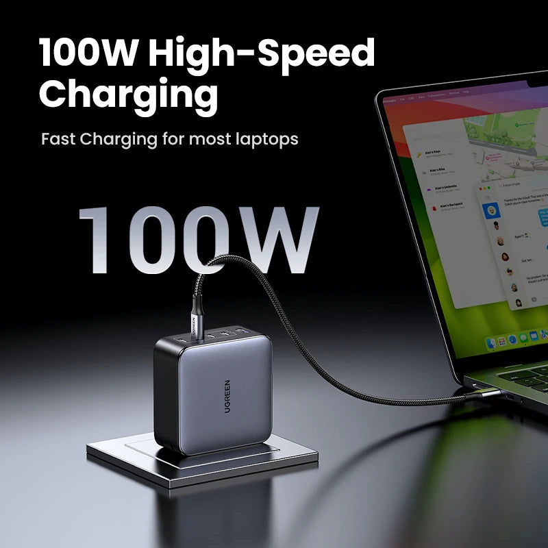 100W GaN Fast Charger – 5-Port USB-C PD QC4.0 Charger Hub