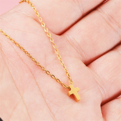 Gold Cross Necklace for Women – Stainless Steel Jesus Pendant