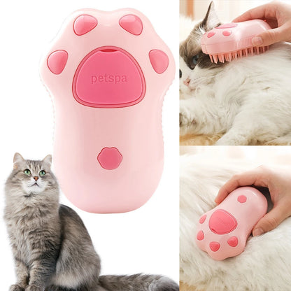 Pet Steam Brush with Massage & Water Spray – Grooming for Cats & Dogs