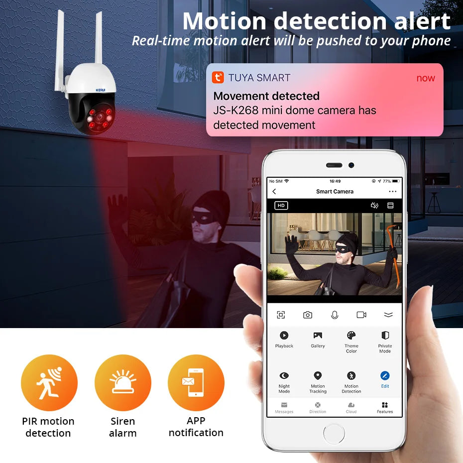 Cartmela 5MP/8MP/4K PTZ WiFi IP Camera