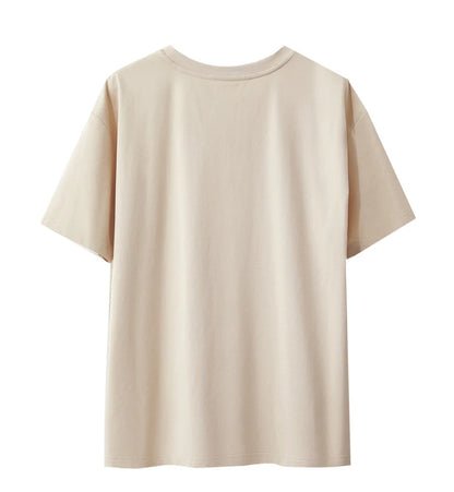 Women’s Summer Ink Art Print T-Shirt – Loose O-Neck Cotton Tee