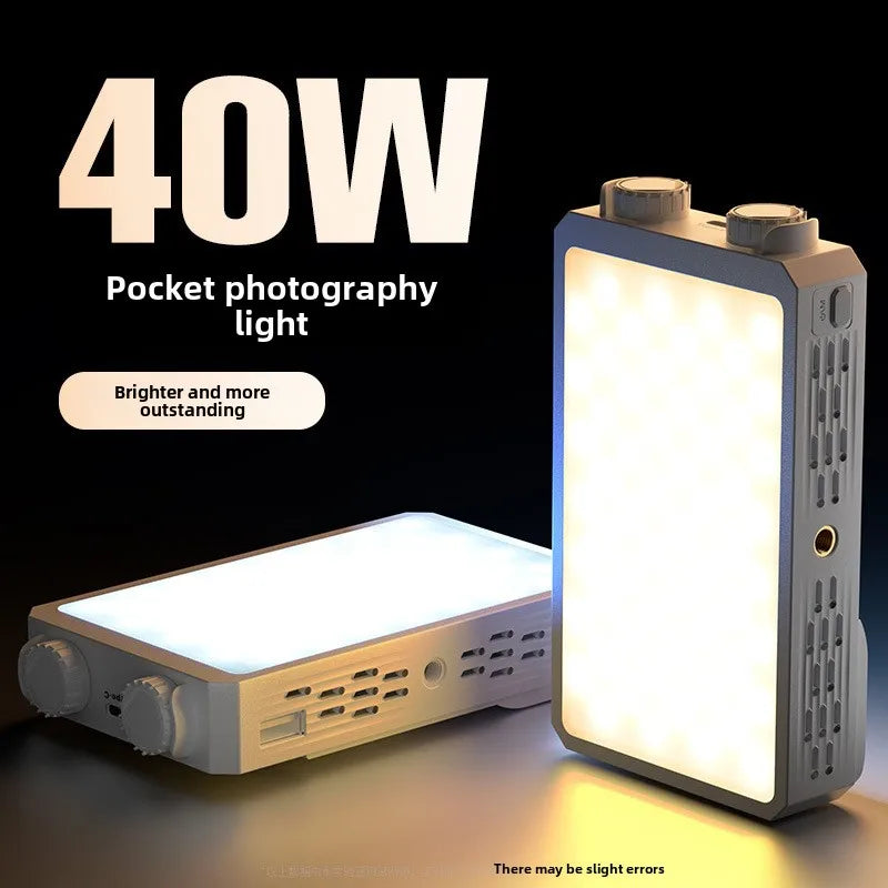 40W pocket photography light with bright illumination on a black background