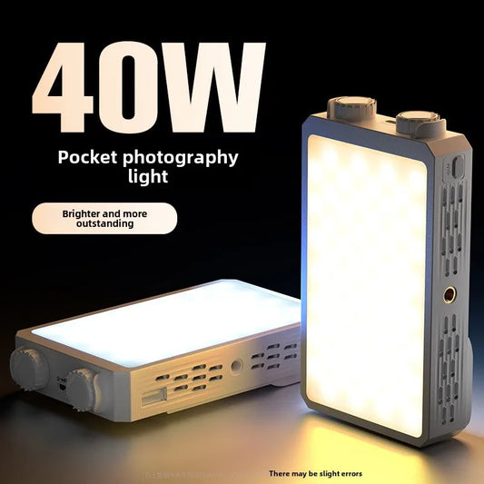 40W pocket photography light with bright illumination on a black background
