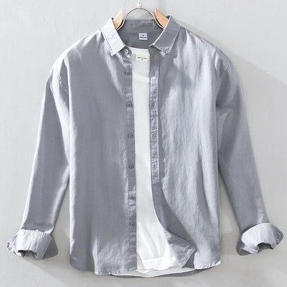 Men’s Classic Linen Cotton Shirt – Long Sleeve Casual Button-Up