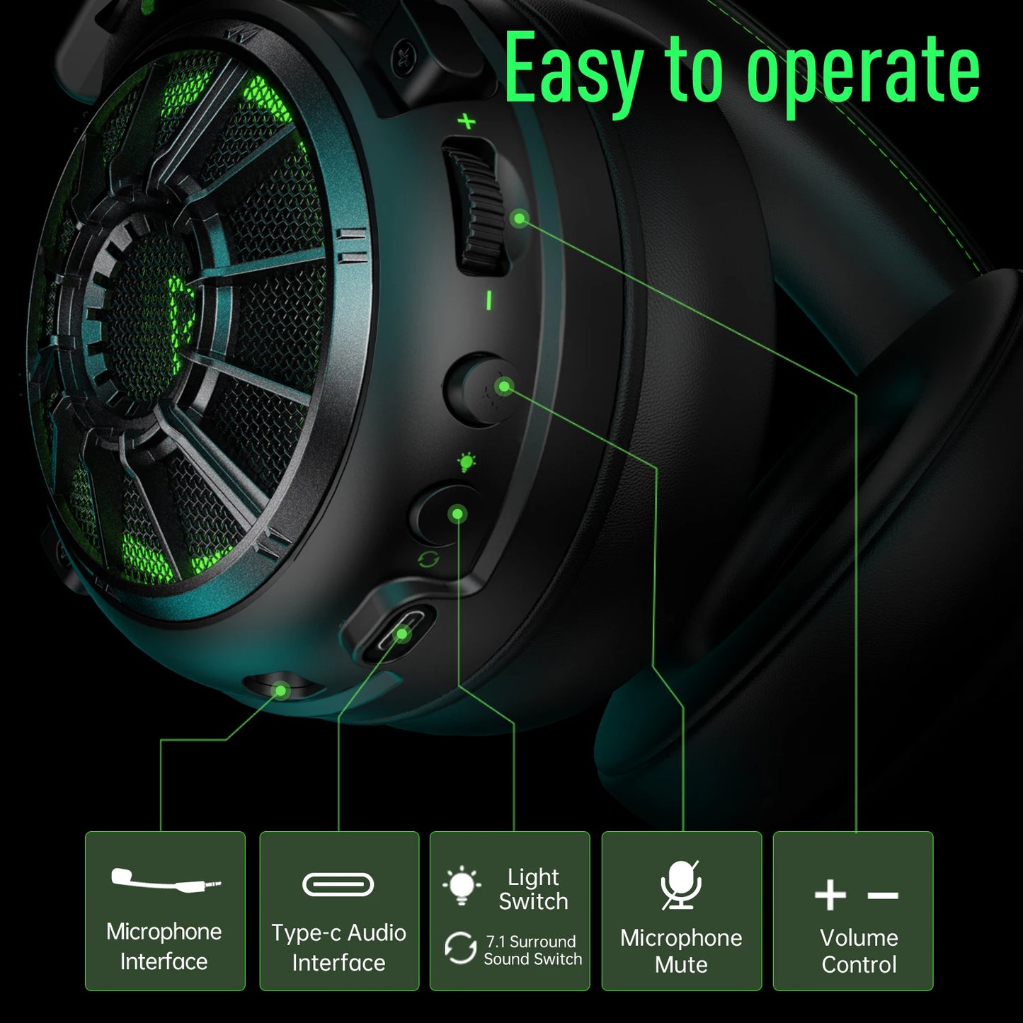 Cartmela E5000 Pro Gaming Headset – 7.1 Surround Sound, ENC Mic