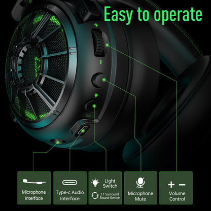 Cartmela E5000 Pro Gaming Headset – 7.1 Surround Sound, ENC Mic