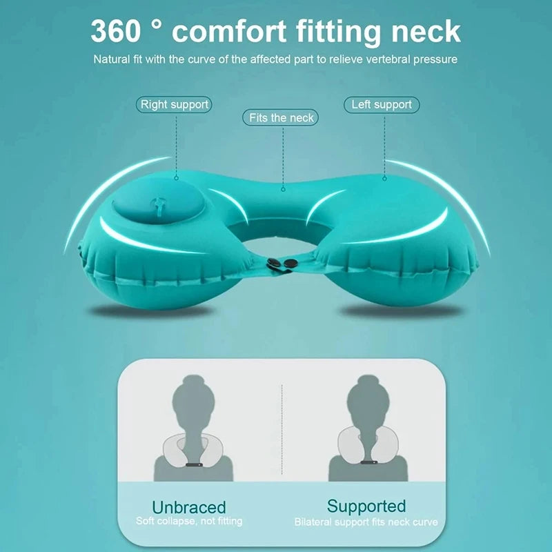 Inflatable U-Shaped Travel Pillow – Neck Support for Travel Comfort