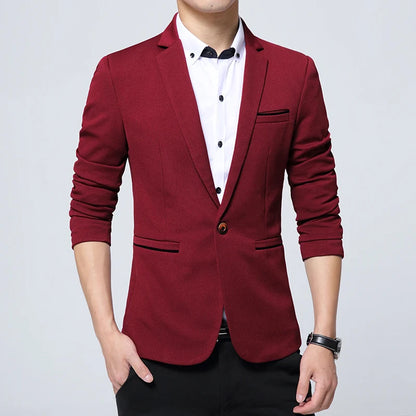 Men's Slim Fit Blazer – Smart Casual Suit Jacket for Spring & Autumn