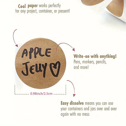 500pcs Kraft Round Self-Adhesive Label Stickers – 1 Roll