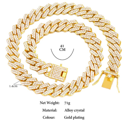 Hip Hop Iced Out Cuban Link Chain Necklace – Gold & Silver Men’s Gift
