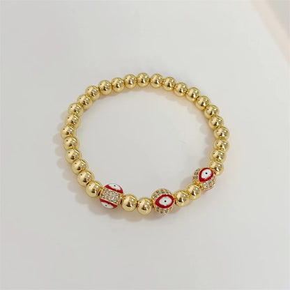 18K Gold Plated Evil Eye Bracelet – CZ Beads, Waterproof Design