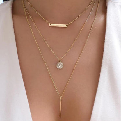 Layered Gold Tone Necklace Set – 5pcs Braided & Beaded Chains