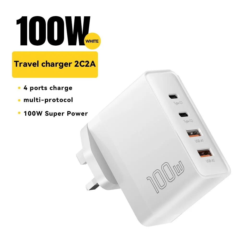 100W GaN USB-C Charger – PD & QC Fast Charging Adapter