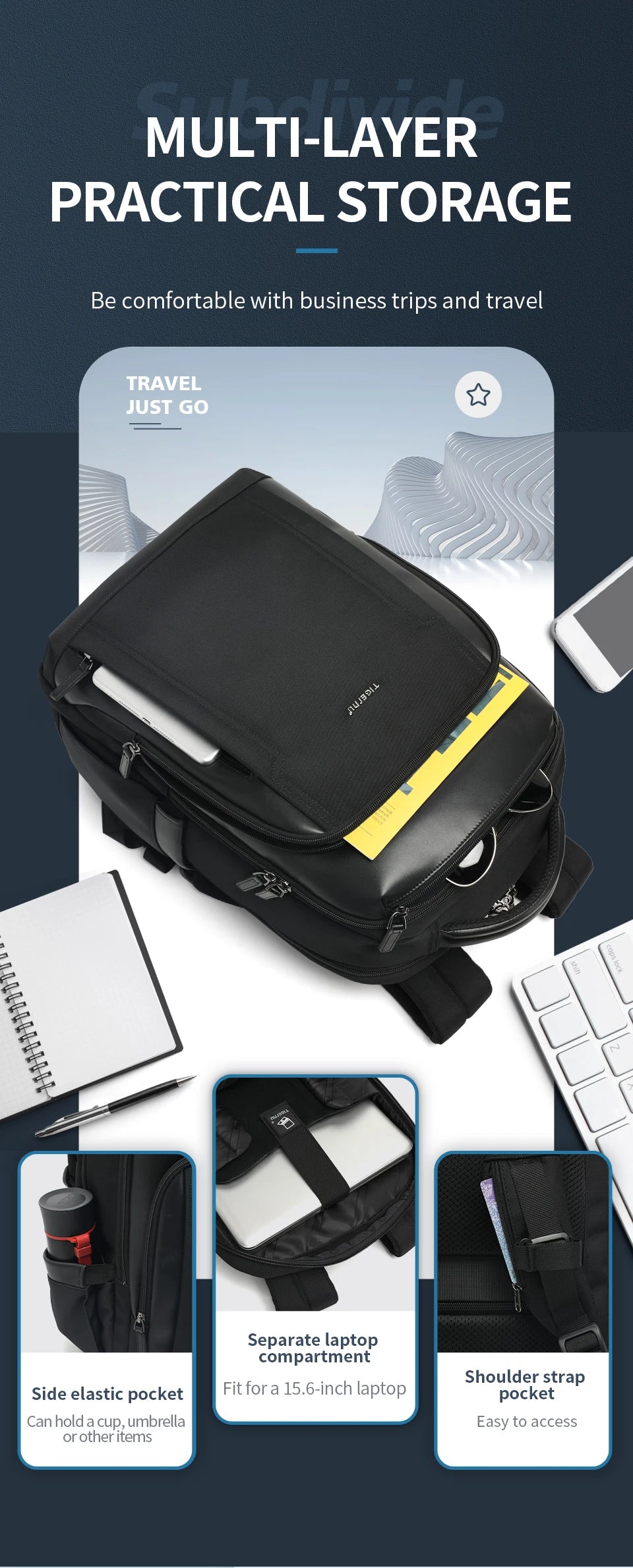 Travel Backpack for Men – Fits 14, 15.6 & 17 Inch Laptops