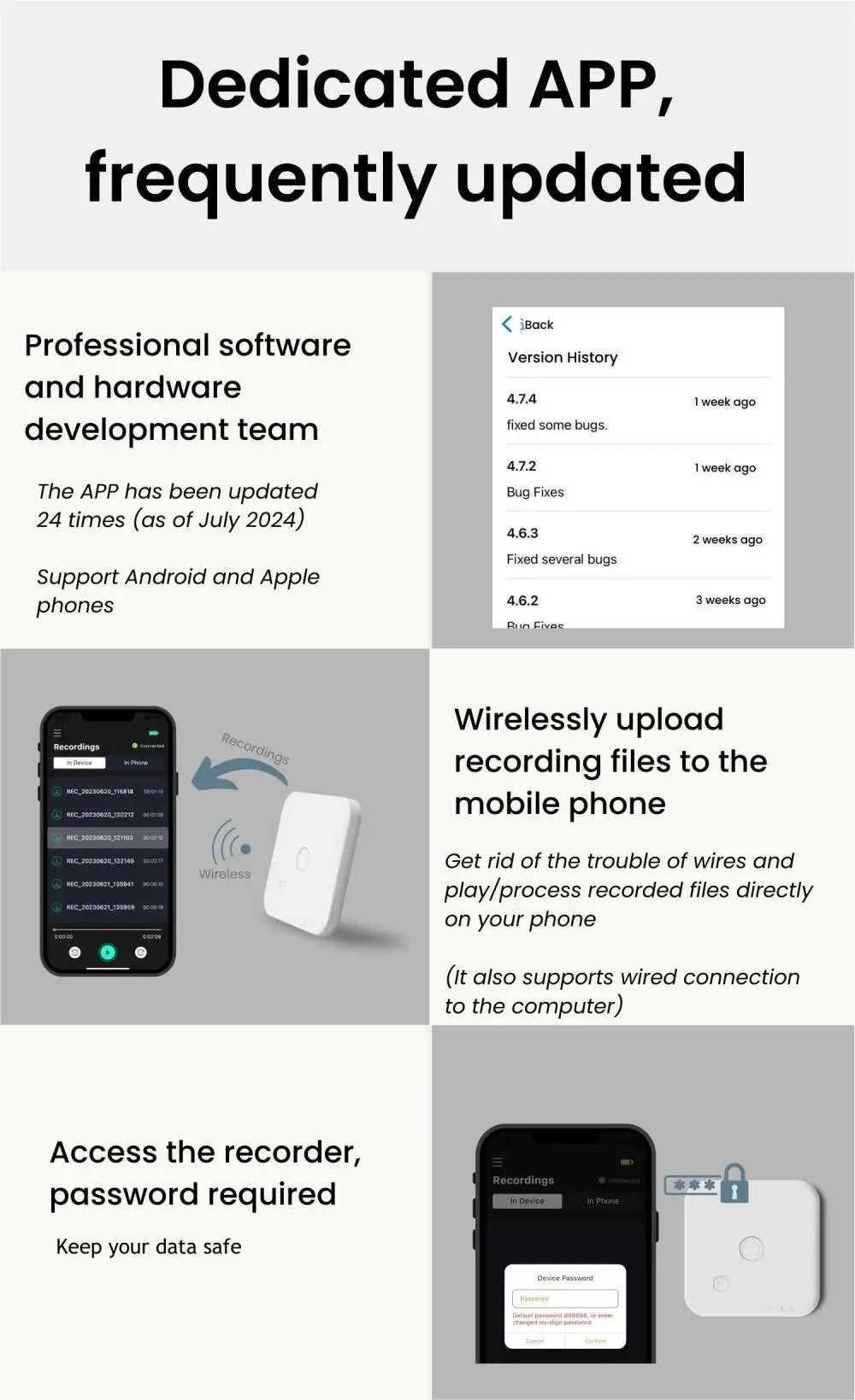 AI Voice & Call Recorder – Speech-to-Text, 64GB, 100 Languages